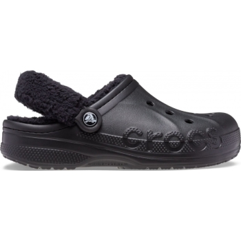 Crocs™ Baya Lined Fuzz Strap Clog Black/Black